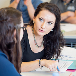 Two students working on a project